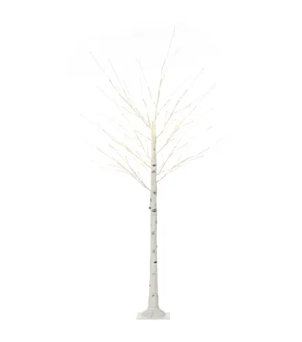 Árbol de Abedul Altura 180 cm con 96 Luces LED IP44 Blanco Cálido Decoración para Interiores 22x22x180 cm Blanco