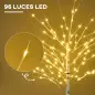 Árbol de Abedul Altura 180 cm con 96 Luces LED IP44 Blanco Cálido Decoración para Interiores 22x22x180 cm Blanco Árbol de Abedul Altura 180 cm con 96 Luces LED IP44 Blanco Cálido Decoración para Interiores 22x22x180 cm Blanco