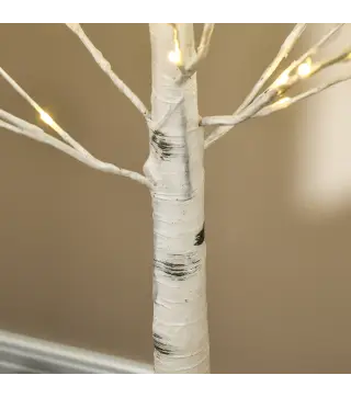 Árbol de Abedul Altura 180 cm con 96 Luces LED IP44 Blanco Cálido Decoración para Interiores 22x22x180 cm Blanco