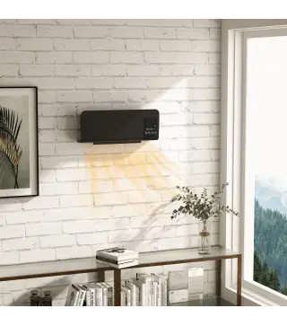 Calefactor Eléctrico de Pared 1000W/2000W Estufa con Pantalla LED y Mando a Distancia 54,5x12x21,5 cm Negro