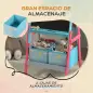 Pizarra Infantil de Doble Cara con 2 Cajas de Tela Caballete de Pintura para Niños con Estampado de Animales Azul