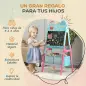 Pizarra Infantil de Doble Cara con 2 Cajas de Tela Caballete de Pintura para Niños con Estampado de Animales Azul