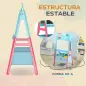 Pizarra Infantil de Doble Cara con 2 Cajas de Tela Caballete de Pintura para Niños con Estampado de Animales Azul