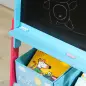 Pizarra Infantil de Doble Cara con 2 Cajas de Tela Caballete de Pintura para Niños con Estampado de Animales Azul