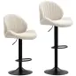 Juego de 2 Taburetes de Bar Giratorios con Altura Ajustable 62-83 cm Tapizada en Chenilla Respaldo y Reposapiés Beige