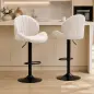 Juego de 2 Taburetes de Bar Giratorios con Altura Ajustable 62-83 cm Tapizada en Chenilla Respaldo y Reposapiés Beige