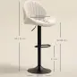 Juego de 2 Taburetes de Bar Giratorios con Altura Ajustable 62-83 cm Tapizada en Chenilla Respaldo y Reposapiés Beige