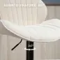 Juego de 2 Taburetes de Bar Giratorios con Altura Ajustable 62-83 cm Tapizada en Chenilla Respaldo y Reposapiés Beige
