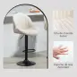 Juego de 2 Taburetes de Bar Giratorios con Altura Ajustable 62-83 cm Tapizada en Chenilla Respaldo y Reposapiés Beige