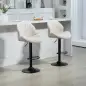 Juego de 2 Taburetes de Bar Giratorios con Altura Ajustable 62-83 cm Tapizada en Chenilla Respaldo y Reposapiés Beige