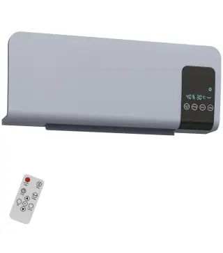 Calefactor Eléctrico de Pared 1000W/2000W Estufa con Pantalla LED y Mando a Distancia 54,5x12x21,5 cm Gris