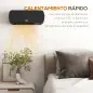 Calefactor Eléctrico de Pared 1000W/2000W Estufa con Pantalla LED y Mando a Distancia 45x18,6x11,5 cm Negro