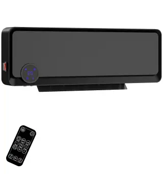 Calefactor Eléctrico de Pared 1000W/2000W Estufa con Pantalla LED IPX2 y Mando a Distancia 56x11,7x18,5 cm Negro