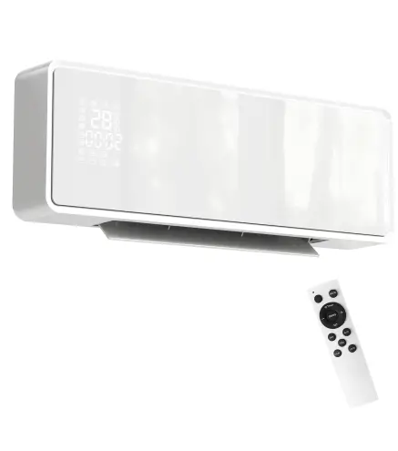 Calefactor Eléctrico Bajo Consumo de Pared 2000W con 3 Modos Pantalla LED Termostato Temporizador y Panel de Vidrio