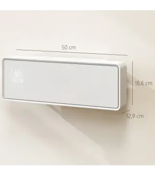 Calefactor Eléctrico Bajo Consumo de Pared 2000W con 3 Modos Pantalla LED Termostato Temporizador y Panel de Vidrio
