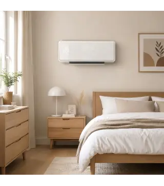 Calefactor Eléctrico Bajo Consumo de Pared 2000W con 3 Modos Pantalla LED Termostato Temporizador y Panel de Vidrio