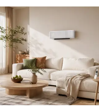 Calefactor Eléctrico Bajo Consumo de Pared 2000W con 3 Modos Pantalla LED Termostato Temporizador y Panel de Vidrio