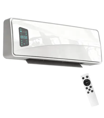 Calefactor Eléctrico de Pared 2000W con 3 Modos Pantalla LED Termostato Temporizador y Oscilación Blanco