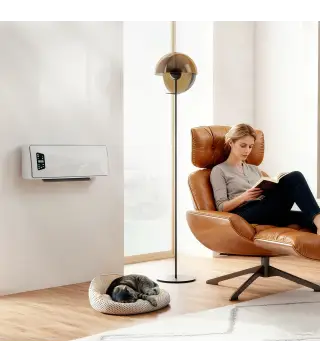 Calefactor Eléctrico de Pared 2000W con 3 Modos Pantalla LED Termostato Temporizador y Oscilación Blanco