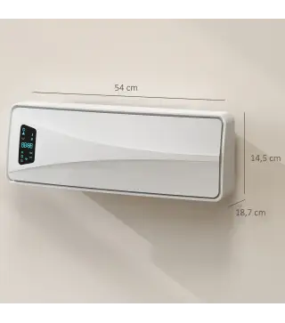 Calefactor Eléctrico de Pared 2000W con 3 Modos Pantalla LED Termostato Temporizador y Oscilación Blanco