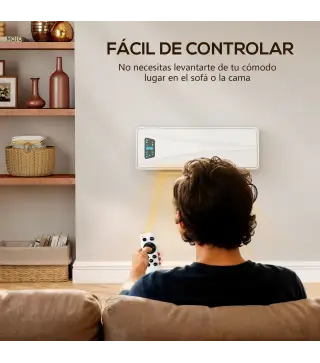 Calefactor Eléctrico de Pared 2000W con 3 Modos Pantalla LED Termostato Temporizador y Oscilación Blanco