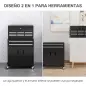 Carro de Herramientas con Baúl Superior 6 Cajones Armario Cerradura 4 Ganchos para Garaje Hogar Negro