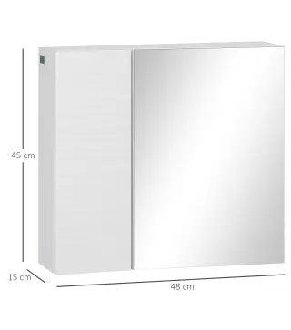 Armario de Baño con Espejo 2 Puertas y Estantes Ajustables Mueble de Baño Colgar 48x15x45 cm Blanco