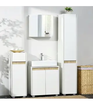 Armario de Baño con Espejo 2 Puertas y Estantes Ajustables Mueble de Baño Colgar 48x15x45 cm Blanco