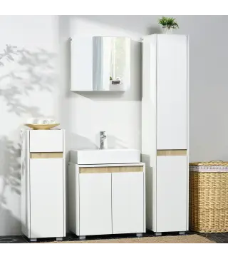 Armario de Baño con Espejo 2 Puertas y Estantes Ajustables Mueble de Baño Colgar 48x15x45 cm Blanco