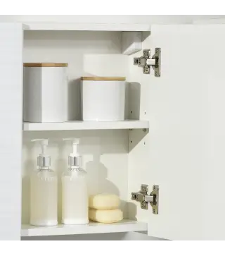 Armario de Baño con Espejo 2 Puertas y Estantes Ajustables Mueble de Baño Colgar 48x15x45 cm Blanco