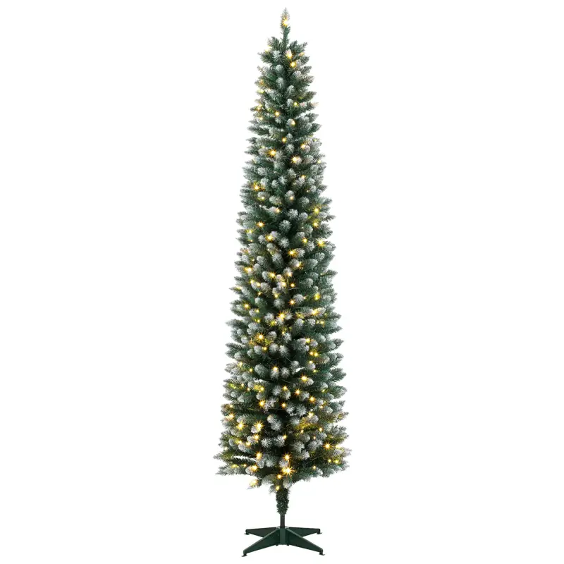 Árbol de Navidad Estrecho Nevado con 170 Luces LED Bicolor 180 cm 351 Ramas Ignífugo 11 Modos Mando a Distancia Verde Árbol de Navidad Estrecho Nevado con 170 Luces LED Bicolor 180 cm 351 Ramas Ignífugo 11 Modos Mando a Distancia Verde