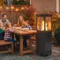 Estufa de Gas para Terraza 13 kW con Encendido Piezoeléctrico Antivuelco 4 Ruedas Vidrio Templado Piedras de Lava Negro Estufa de Gas para Terraza 13 kW con Encendido Piezoeléctrico Antivuelco 4 Ruedas Vidrio Templado Piedras de Lava Negro