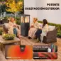 Estufa de Gas para Terraza 13 kW con Encendido Piezoeléctrico Antivuelco 4 Ruedas Vidrio Templado Piedras de Lava Negro Estufa de Gas para Terraza 13 kW con Encendido Piezoeléctrico Antivuelco 4 Ruedas Vidrio Templado Piedras de Lava Negro
