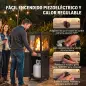 Estufa de Gas para Terraza 13 kW con Encendido Piezoeléctrico Antivuelco 4 Ruedas Vidrio Templado Piedras de Lava Negro Estufa de Gas para Terraza 13 kW con Encendido Piezoeléctrico Antivuelco 4 Ruedas Vidrio Templado Piedras de Lava Negro