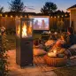 Estufa de Gas para Terraza 13 kW con Encendido Piezoeléctrico Antivuelco 4 Ruedas Vidrio Templado Piedras de Lava Negro Estufa de Gas para Terraza 13 kW con Encendido Piezoeléctrico Antivuelco 4 Ruedas Vidrio Templado Piedras de Lava Negro