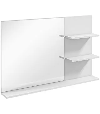 Espejo de Baño de Pared con 2 Estantes Laterales y Estante Inferior para Entrada Pasillo 75x10x48 cm Blanco