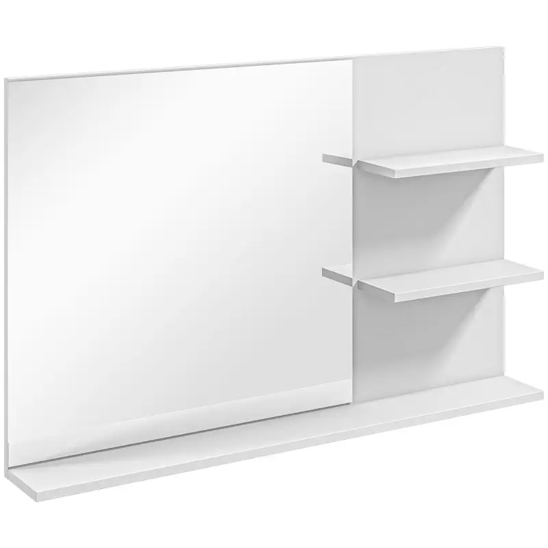 Espejo de Baño de Pared con 2 Estantes Laterales y Estante Inferior para Entrada Pasillo 75x10x48 cm Blanco Espejo de Baño de Pared con 2 Estantes Laterales y Estante Inferior para Entrada Pasillo 75x10x48 cm Blanco