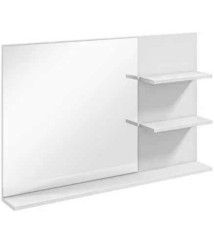 Espejo de Baño de Pared con 2 Estantes Laterales y Estante Inferior para Entrada Pasillo 75x10x48 cm Blanco