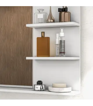 Espejo de Baño de Pared con 2 Estantes Laterales y Estante Inferior para Entrada Pasillo 75x10x48 cm Blanco