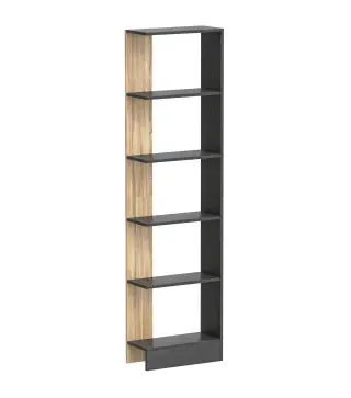Estantería de 5 Niveles Librería Estrecha para Espacios Pequeños 45x21x170 cm Negro y Roble