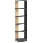 Estantería de 5 Niveles Librería Estrecha para Espacios Pequeños 45x21x170 cm Negro y Roble