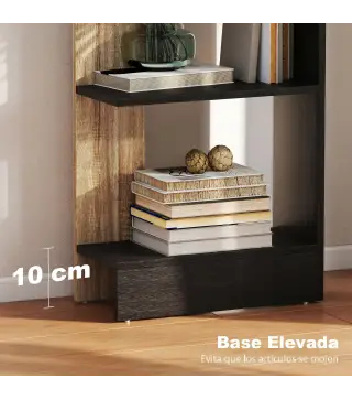 Estantería de 5 Niveles Librería Estrecha para Espacios Pequeños 45x21x170 cm Negro y Roble