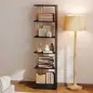 Estantería de 5 Niveles Librería Estrecha para Espacios Pequeños 45x21x170 cm Negro y Roble