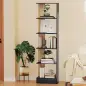Estantería de 5 Niveles Librería Estrecha para Espacios Pequeños 45x21x170 cm Negro y Roble