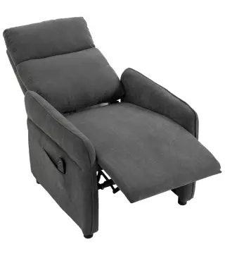 Sillón de Masaje con Calor Reclinación por Empuje 135° Reposapiés Reposabrazos Ajustables y 2 Bolsillos Gris Oscuro