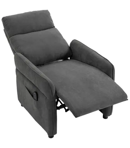 Sillón de Masaje con Calor Reclinación por Empuje 135° Reposapiés Reposabrazos Ajustables y 2 Bolsillos Gris Oscuro