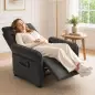 Sillón de Masaje con Calor Reclinación por Empuje 135° Reposapiés Reposabrazos Ajustables y 2 Bolsillos Gris Oscuro