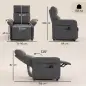 Sillón de Masaje con Calor Reclinación por Empuje 135° Reposapiés Reposabrazos Ajustables y 2 Bolsillos Gris Oscuro