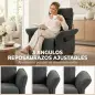 Sillón de Masaje con Calor Reclinación por Empuje 135° Reposapiés Reposabrazos Ajustables y 2 Bolsillos Gris Oscuro