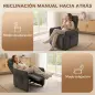 Sillón de Masaje con Calor Reclinación por Empuje 135° Reposapiés Reposabrazos Ajustables y 2 Bolsillos Gris Oscuro